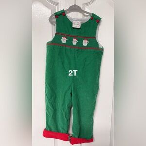 2T Baby boy toddler Santa Green and red Jon Jon romper corduroy